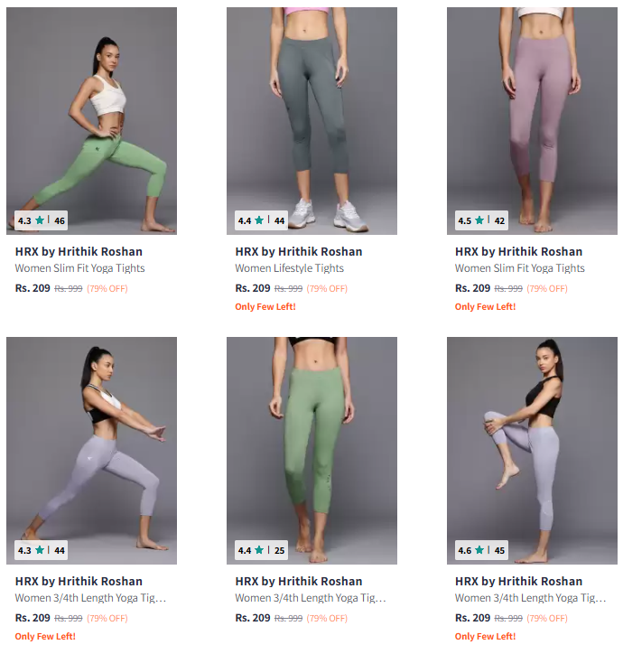 Image of HRX by Hrithik Roshan Brand Women's Yoga Tights @ Up to 79% Discount