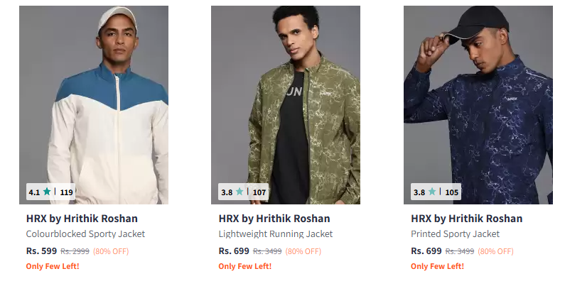 Image of HRX by Hrithik Roshan Men -Dry Running Sporty Jacket Starting Price @ ₹599