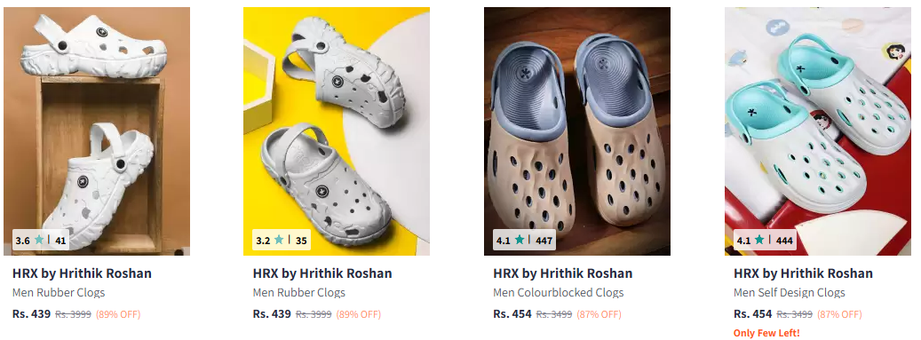 Image of HRX by Hrithik Roshan Men Rubber Clogs at Minimum 80% Discount 