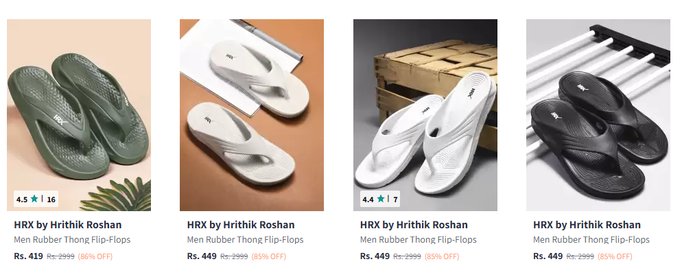 Image of HRX by Hrithik Roshan Men Rubber Flip-Flops Starting At @₹300