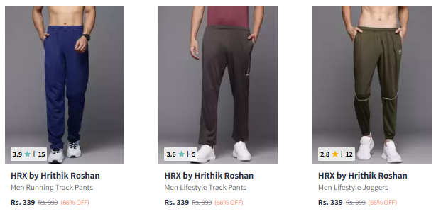 Image of HRX by Hrithik Roshan Men Running Track Pants Starting Price @ ₹339