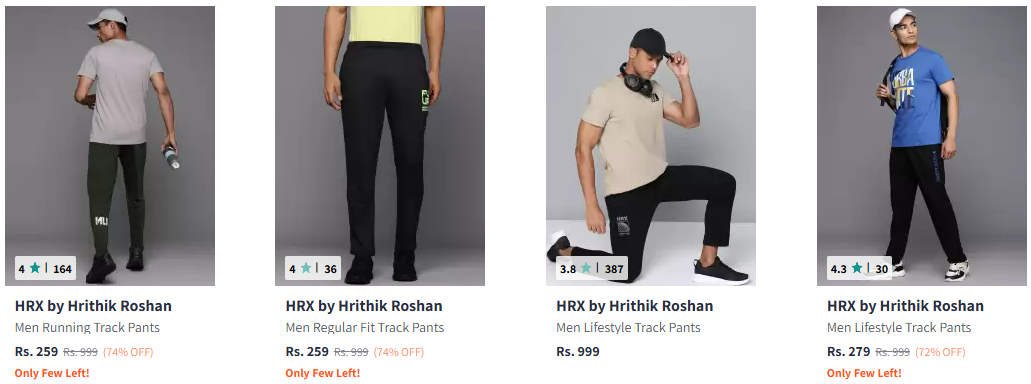 Image of HRX by Hrithik Roshan Men Running Track Pants Starting at ₹259