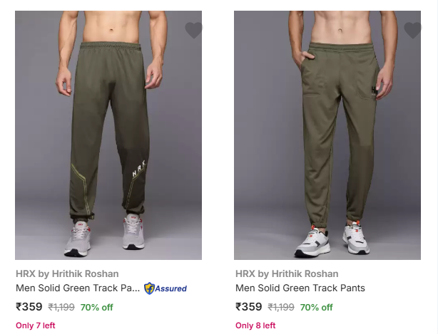 Image of HRX by Hrithik Roshan Men Solid Track Pants Starting At @₹307