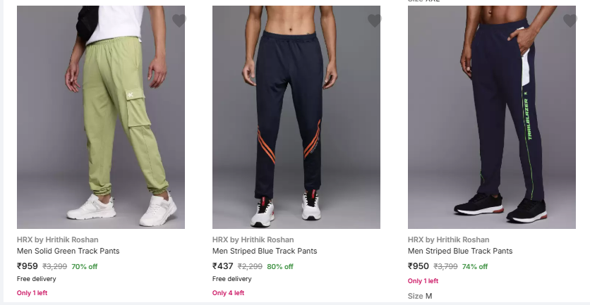 Image of HRX by Hrithik Roshan Men Track Pants minimum 80% Discount