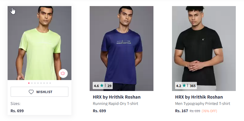 Image of HRX by Hrithik Roshan Men's Running Rapid-Dry T-shirt Starting Price @ ₹167