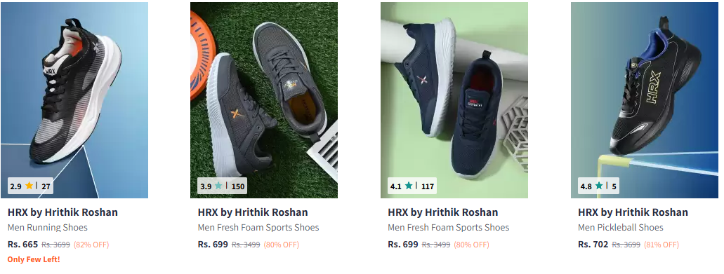 Image of HRX by Hrithik Roshan Men's Sports Shoes at Minimum 80% Discount 