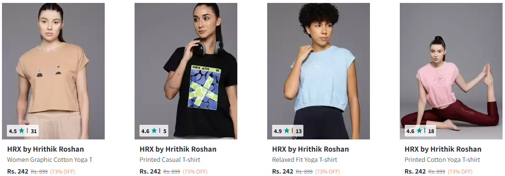 Image of HRX by Hrithik Roshan Printed Casual T-shirt up to 73% Discount + Extra 10% Discount with Coupon 