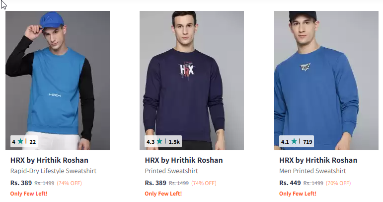 Image of HRX by Hrithik Roshan Rapid-Dry Sleeveless Lifestyle Sweatshirt Starting Price @ ₹389