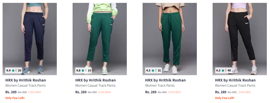 Image of HRX by Hrithik Roshan Women Casual Crop Track Pants Starting at ₹289