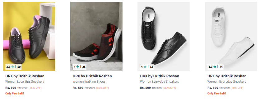 Image of HRX by Hrithik Roshan Women Round Toe Lace-Ups Sneakers Starting Price @₹599