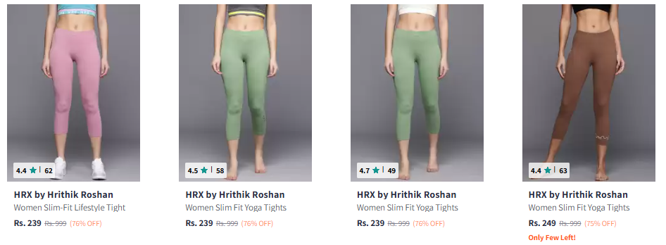 Image of HRX by Hrithik Roshan Women Slim-Fit Lifestyle Tights Starting at ₹239