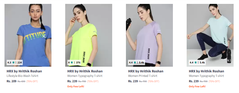 Image of HRX by Hrithik Roshan women's clothing upto 70% Discount