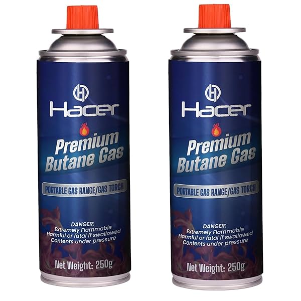 Image of Hacer 2 x 250g Butane Gas Can for Camping Stove 