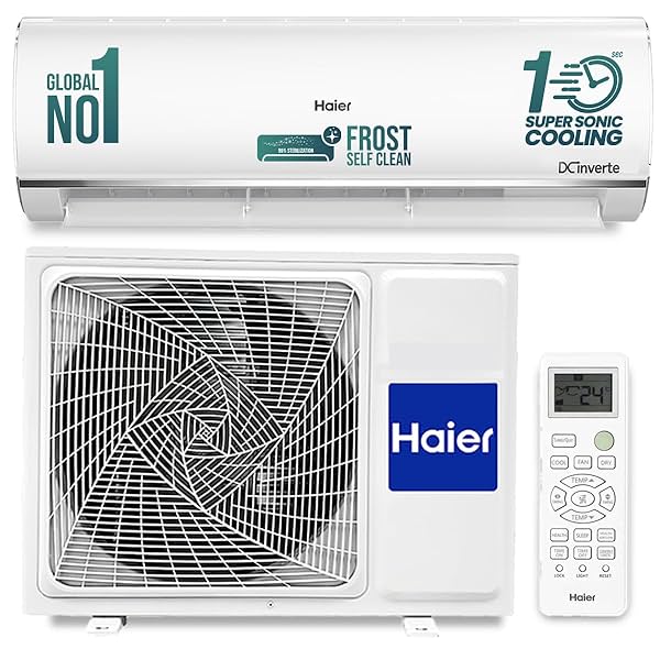 Image of Haier 1.5 Ton 5 Star Triple Inverter Split AC (4850 W, Copper, 7 in 1 Convertible, 4-Way Swing, Frost Self Clean, HD Fil