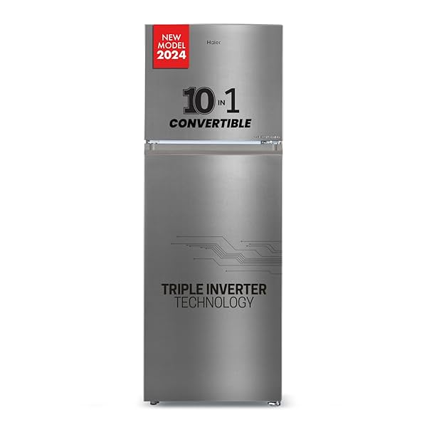 Image of Haier 328L Refrigerator, 3 Star (HEF-333TS-P, Inox Steel, 2024 Model)