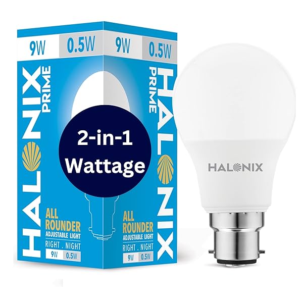 Image of Halonix 2 in 1 All Rounder 9W,0.5W B22D Led Bulb Cool White