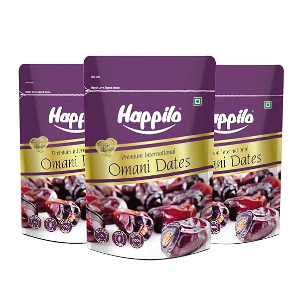 Image of Happilo Premium International Omani Dates 250g (Pack Of 3), Rich in Energy