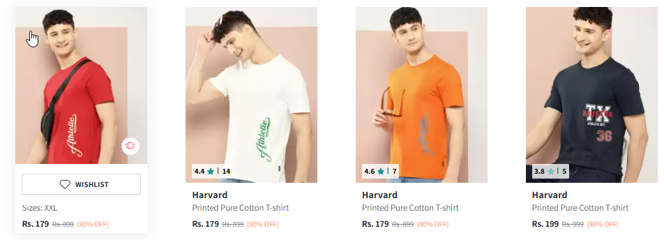 Image of Harvard Men Fashion T-shirt Starting @ ₹179