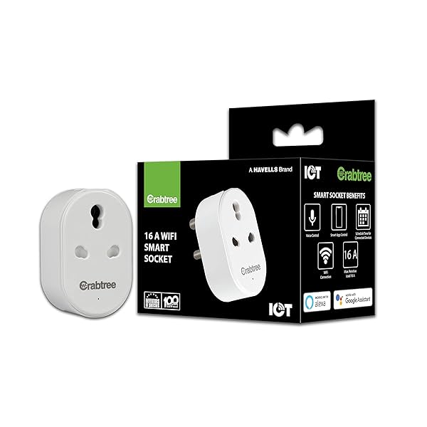 Image of Havells 16 A WiFi Smart Plug (White) (ACST161603) with Energy Monitoring