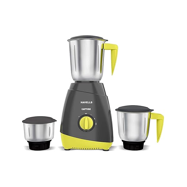 Image of Havells Capture 500W 3 Jar Mixer Grinder (304 SS Blades, 5 Years Motor Warranty, 1.5 Ltr Blending Jar)