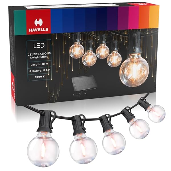 Image of Havells Celebrations Delight Solar String Light, 10m, 21+3 Bulbs