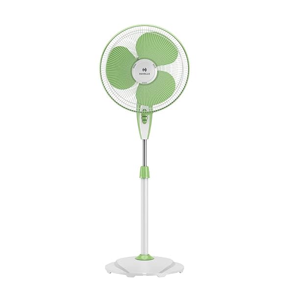 Image of Havells Gatik Neo 400mm Pedestal Fan (White Green) 5 stars