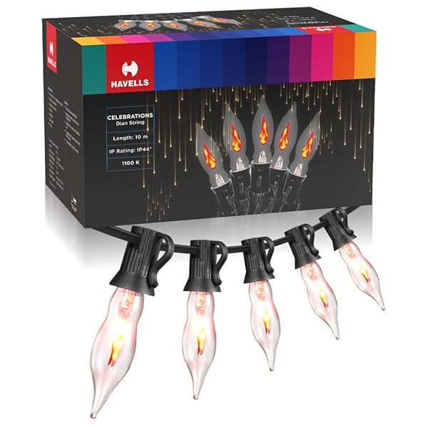 Image of Havells Glass Celebrations Dian LED String Light 10m (21+3 Bulbs)