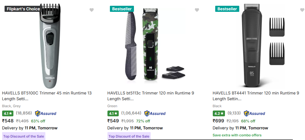 Image of Havells Trimmer Starts at RS.548.