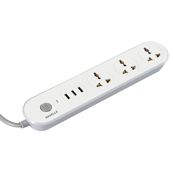 Image of Havells USB Star - 1.5Mtr , 3 USB , 3+1, 3Pin , 240 Volts -6A Extension Board