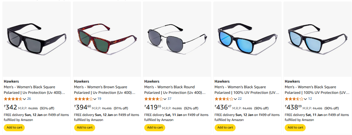 Image of Hawkers Sunglasses minimum 93% Discount