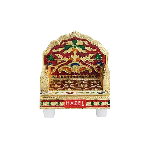 Image of Hazel Meenakari Miniature Lion Throne 4 Inch