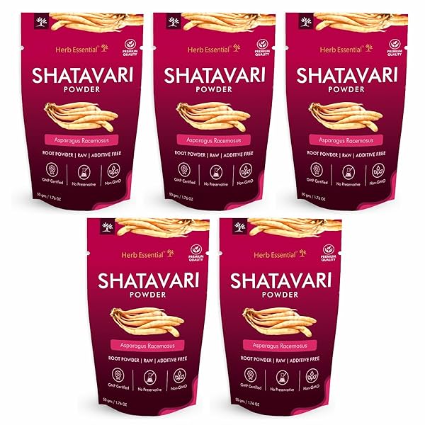 Image of Herb Essential Pure Shatavari Powder (Lactation Booster) - 50g (Pack of 5)