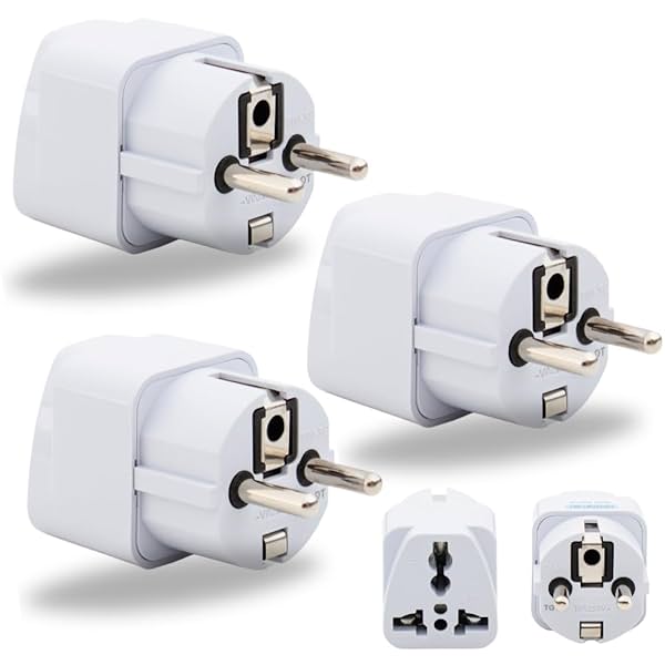 Image of Hi-PLASST Germany Travel Adapter Plug Type E Universal Socket 2pin to 3pin Conversion Plug