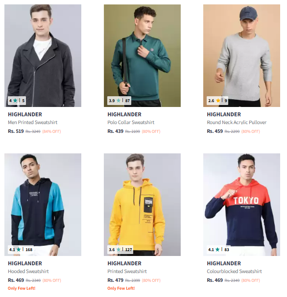 Image of Highlander Brand Men's Sweatshirt @ Flat 80% Discount