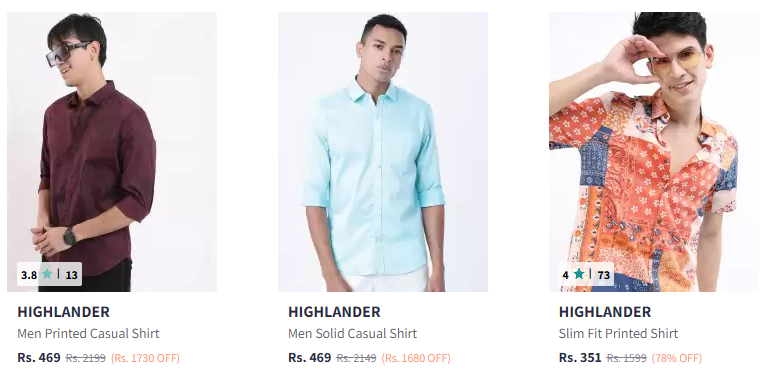 Image of Highlander Casual Shirts for Men min. up to 70% Discount