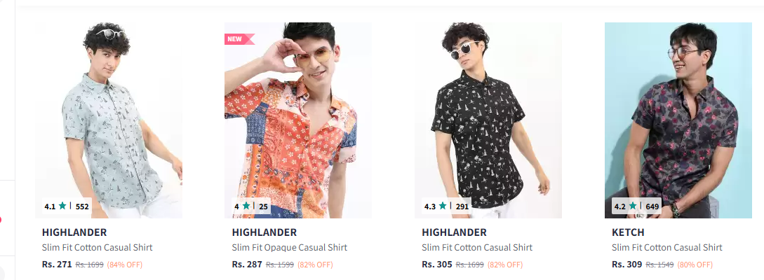 Image of Highlander Casual Shirts for Men starting at just ₹271