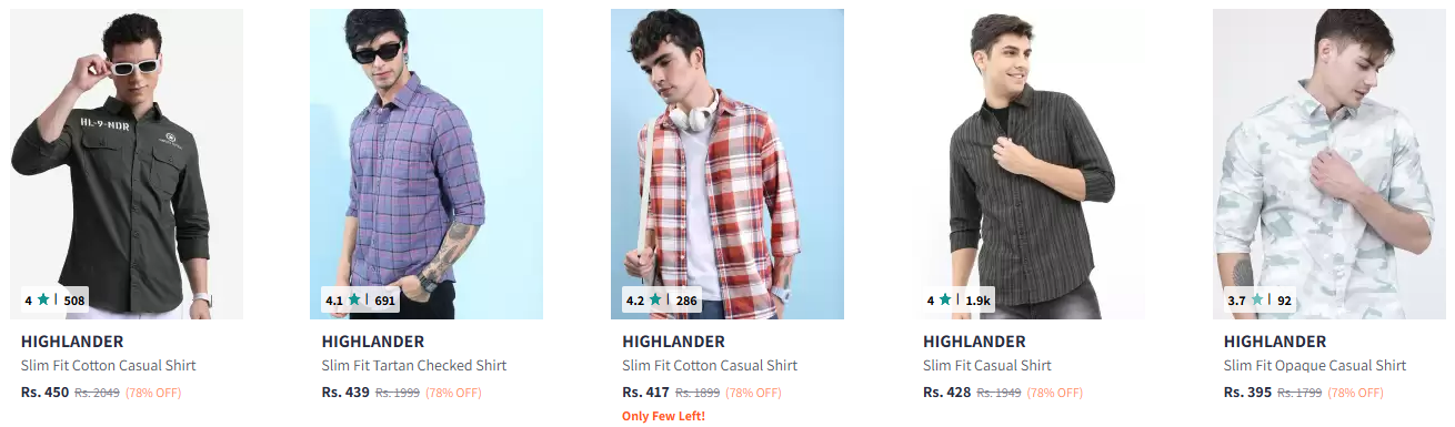 Image of Highlander Casual Shirts for Men up to 78% Discount