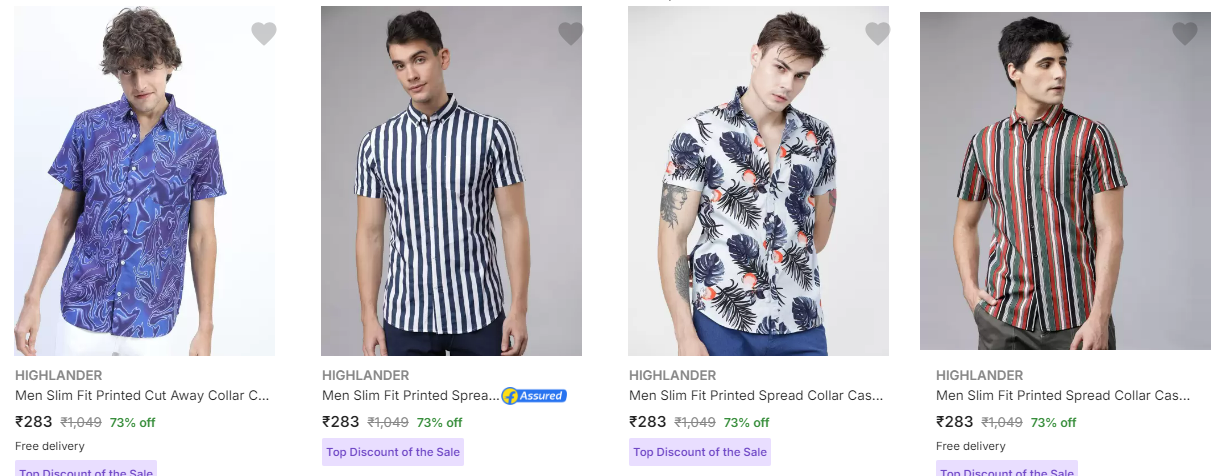 Image of Highlander Casual Shirts up to 75% discount start from ₹256