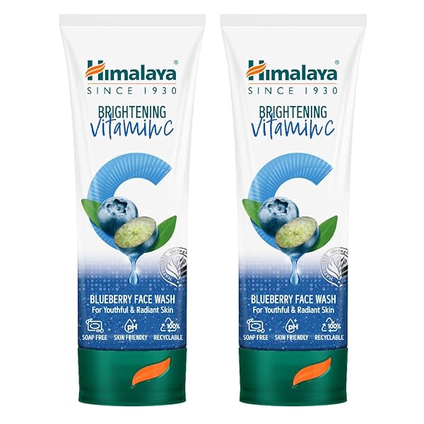 Image of Himalaya Brightening Vitamin C Blueberry Face Wash | Brightening Face Cleanser | Remove Dull Skin | 100ml (Pack of 2)