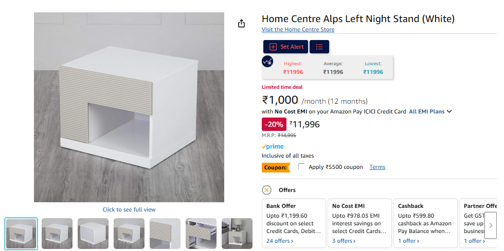 Image of Home Centre Alps Left Night Stand 