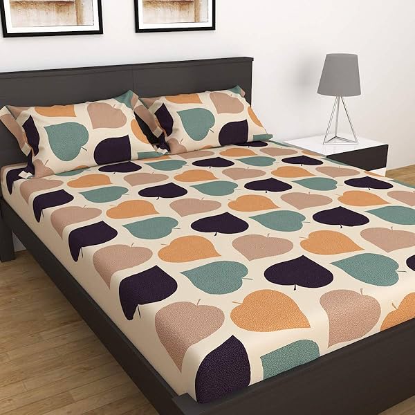 Image of Home Centre Corsica Elegant Multicolour Printed Queen-Size Bedsheet Set 3Pcs