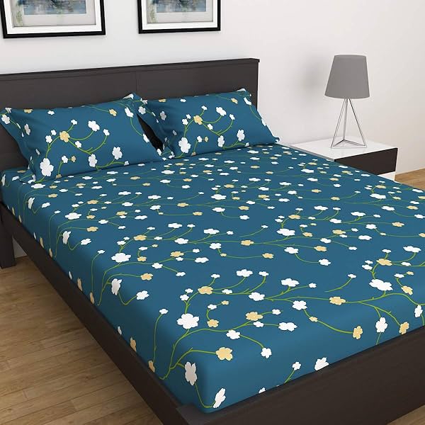 Image of Home Centre Corsica Printed 3 Piece Microfiber Queen Standard Bedsheet Set - 2.25 M x 2.35 M