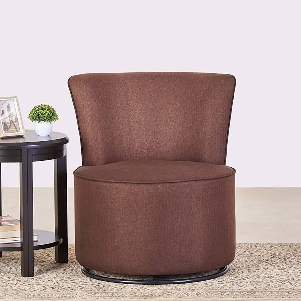 Image of Home Centre Nova Brown Solid Fabric Rotating Accent Chair