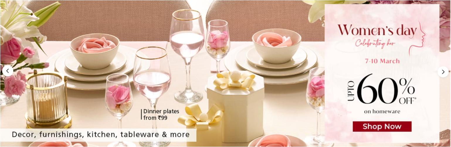 Image of Home Centre coupon : women's day celebrating upto 60% off on homeware