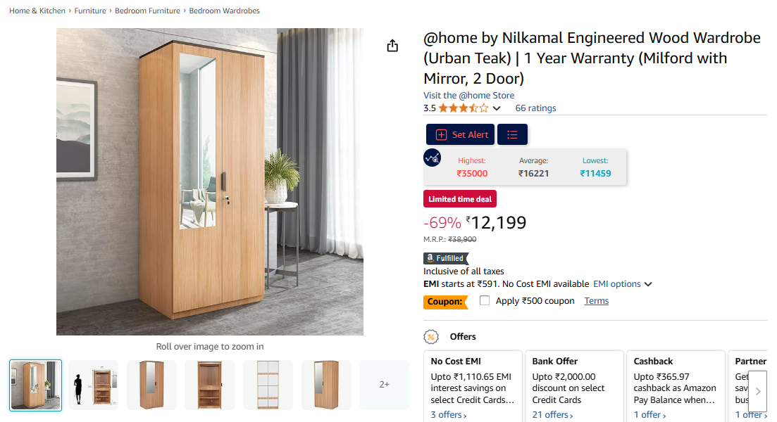 Image of Home by Nilkamal Engineered Wood Wardrobe