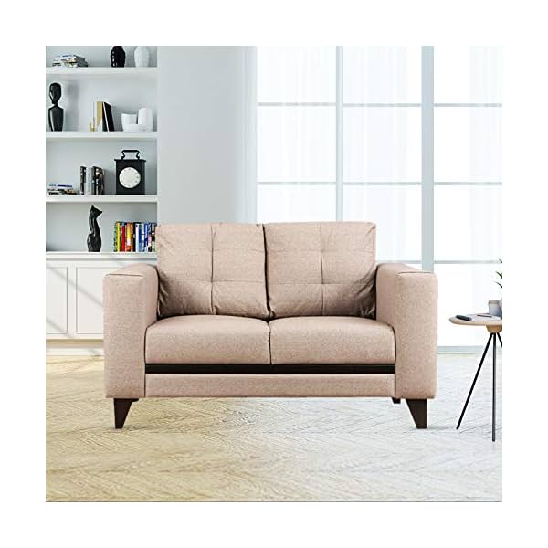 Image of HomeTown Garcia Fabric Two Seater Sofa in Brown Colour