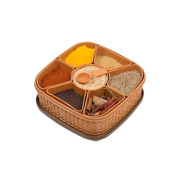 Image of HomeWiz Plastic Multipurpose Masala Box 7-in-1 Spice Storage Dabba Set