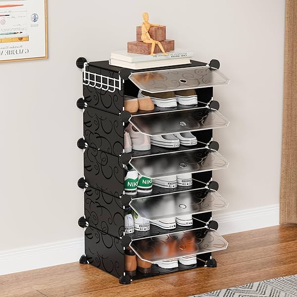 Image of Homeland Shoe Rack-5-Black Organizer/Multi-Purpose, Easy Assembly