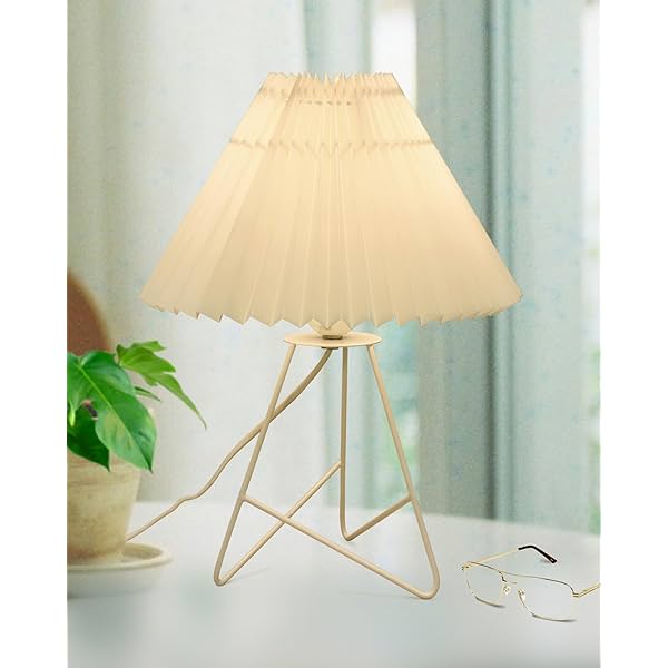 Image of Homesake Retro Metal Table Lamp with Fabric Pleated Shade