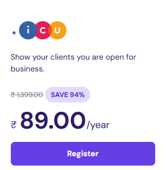 Image of Hostinger Domain Offer: .icu Domain at ₹89